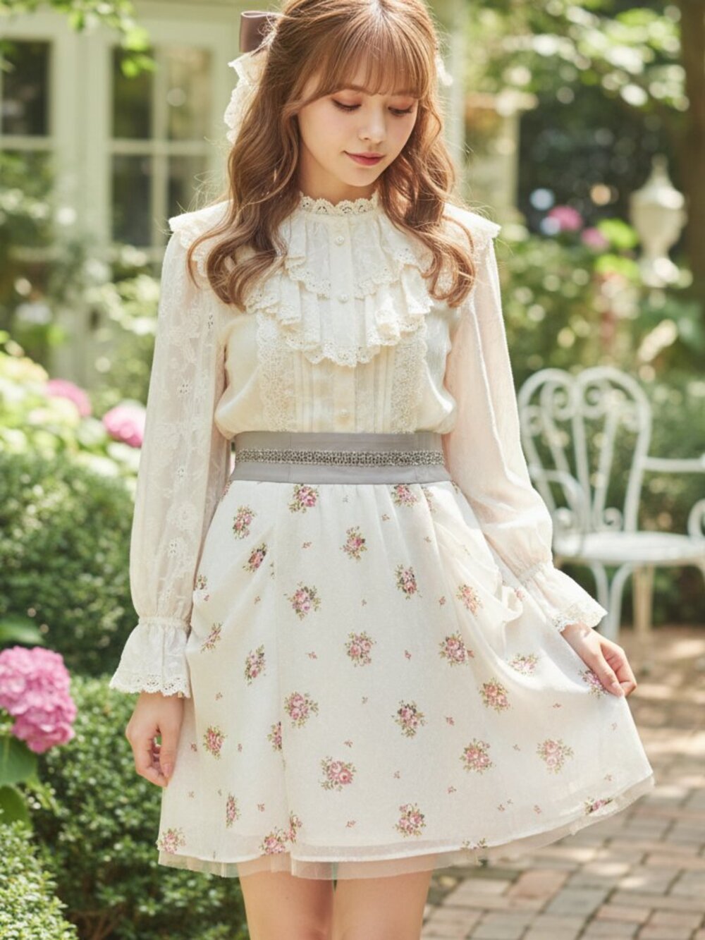 Apuweiser-Riche coquette himekaji fairycore floral skirt